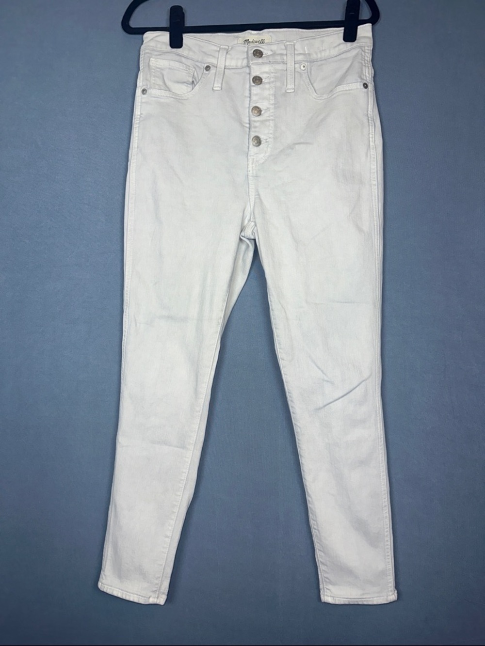 Madewell  10 Inch High Rise Skinny Crop Jeans Womens 30 White Button Fly